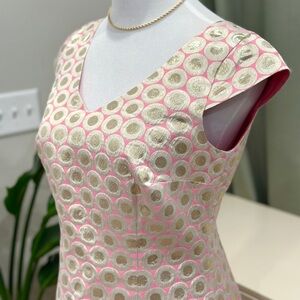 Lilly Pulitzer Silvery Gold and Pink Cap Sleeve Mini Dress